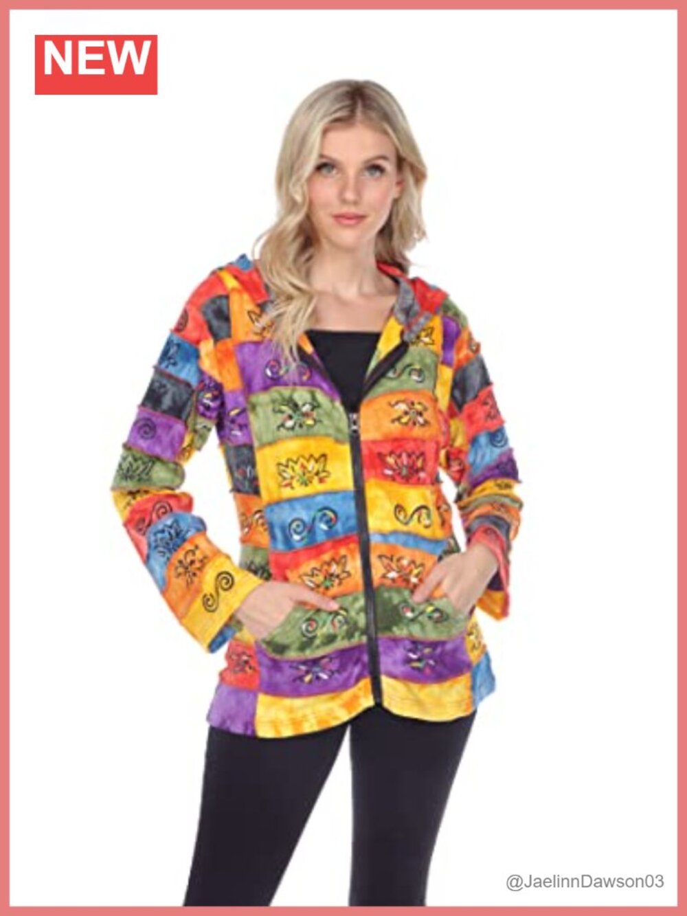Womens Embroidered Patchwork Hoodie Cotton Boho Hippie Pullover Jacket